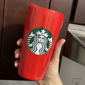 Starbucks Holiday 2021 Sparkly Red Ceramic 12 Oz Mug with Lid